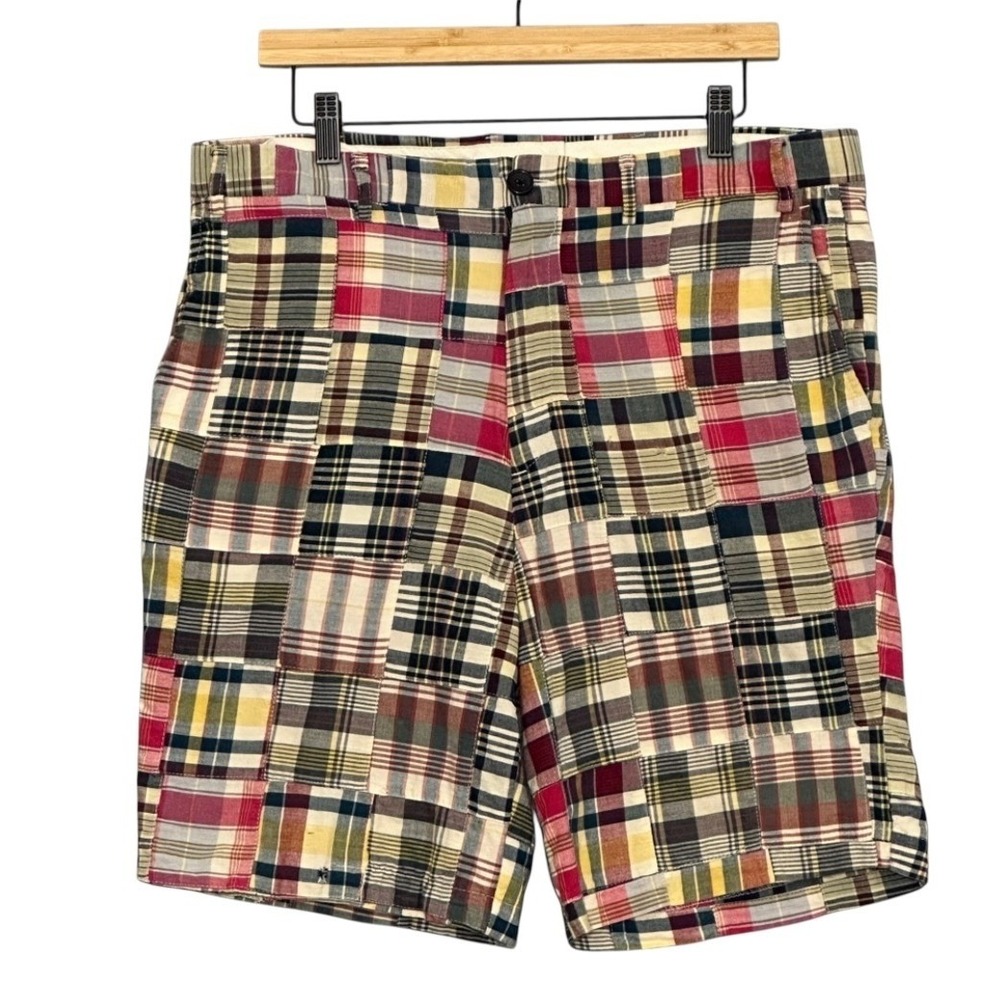 Britches Samtex Mens Shorts 36 Colorful Madras Plaid Patchwork Well Worn Preppy